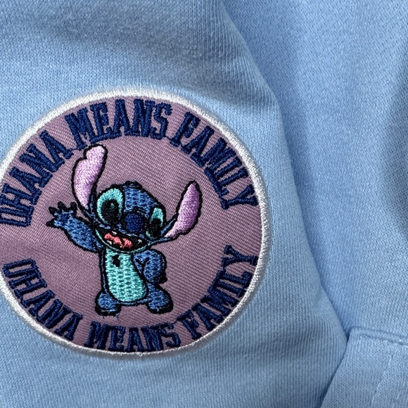 Disney Light Blue Stitch Hoodie with Patches Medium NWT - Picture 12 of 13